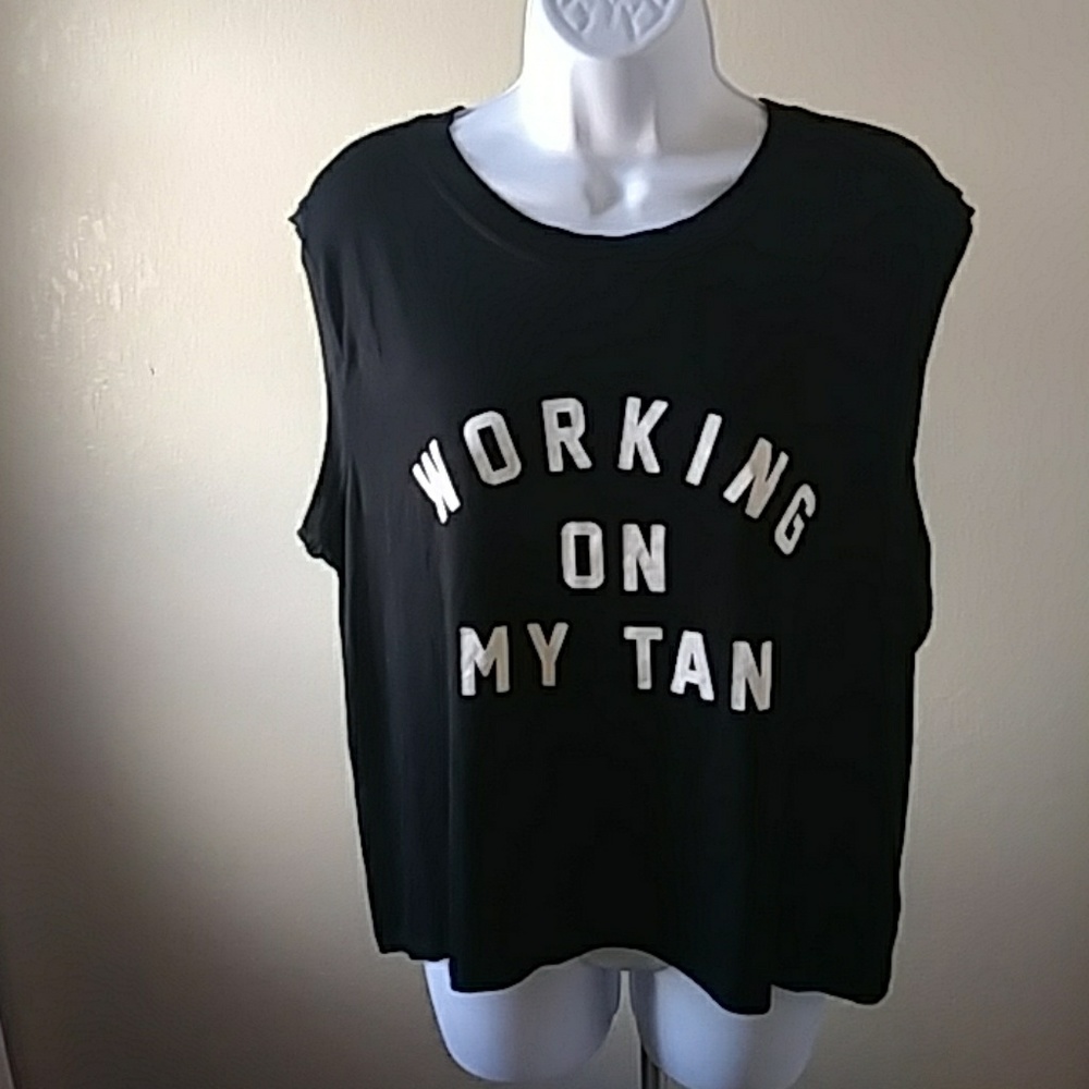 SHIFT Juniors "Working On My Tan" Graphic Tank Top